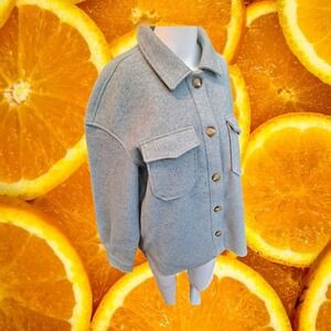 Avec Les Filles Light Blue Button Front Utility Shirt Jacket Women's Size M